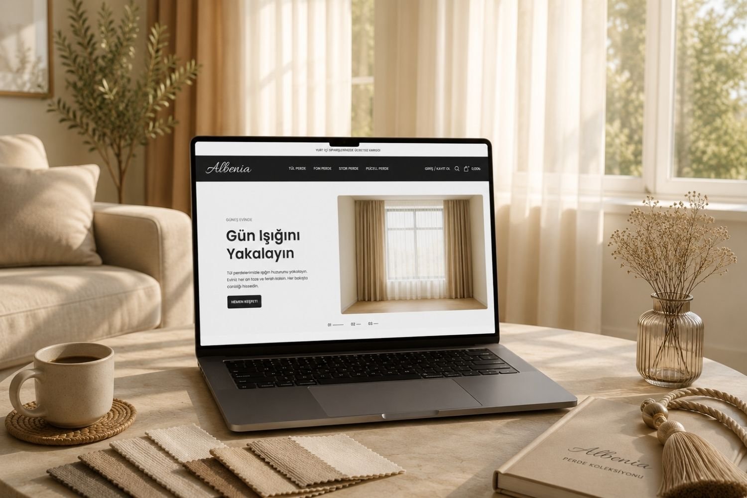 Perde markası için hazırlanmış dijital proje çalışması