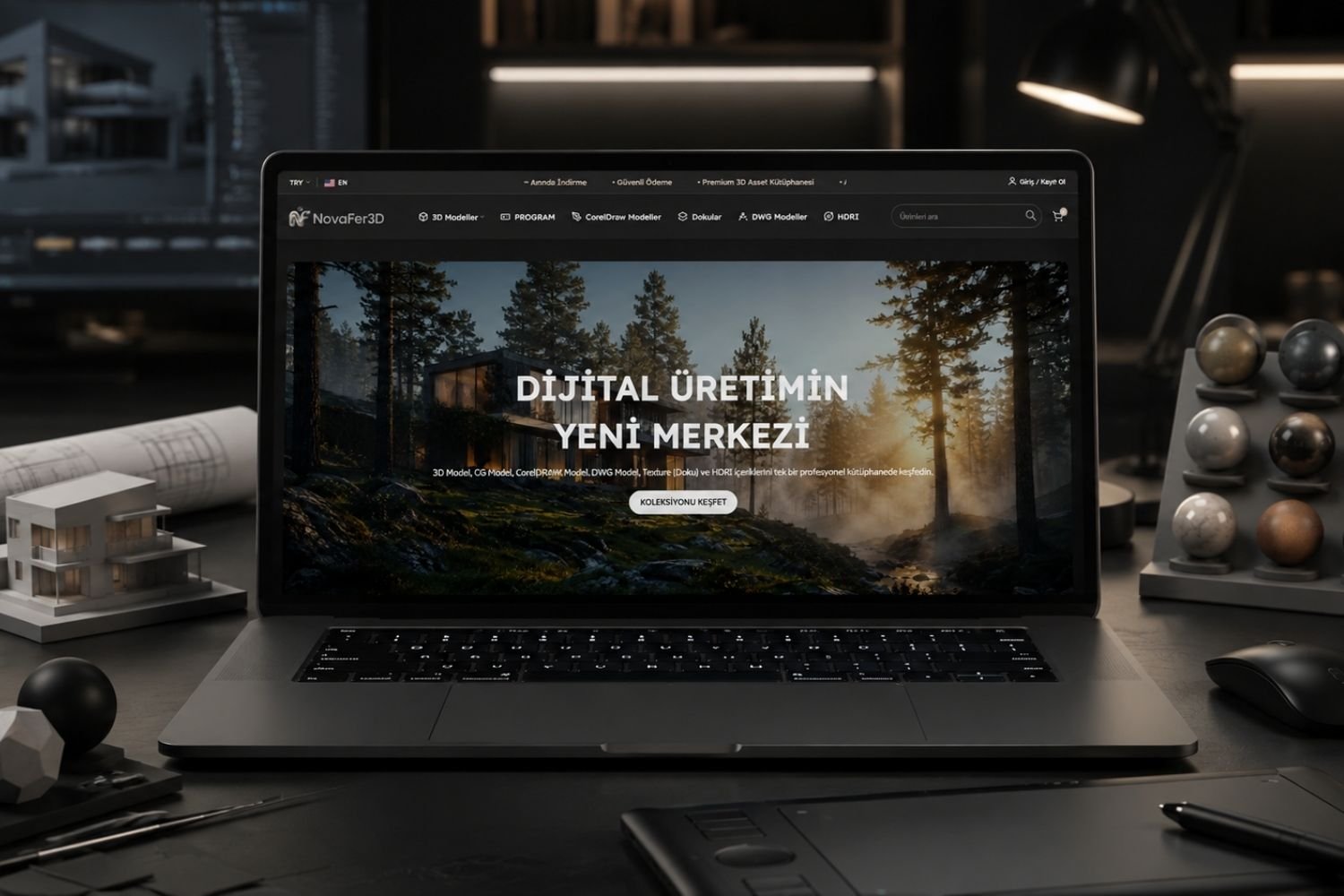 Üç boyutlu tasarım markası için hazırlanmış dijital proje çalışması