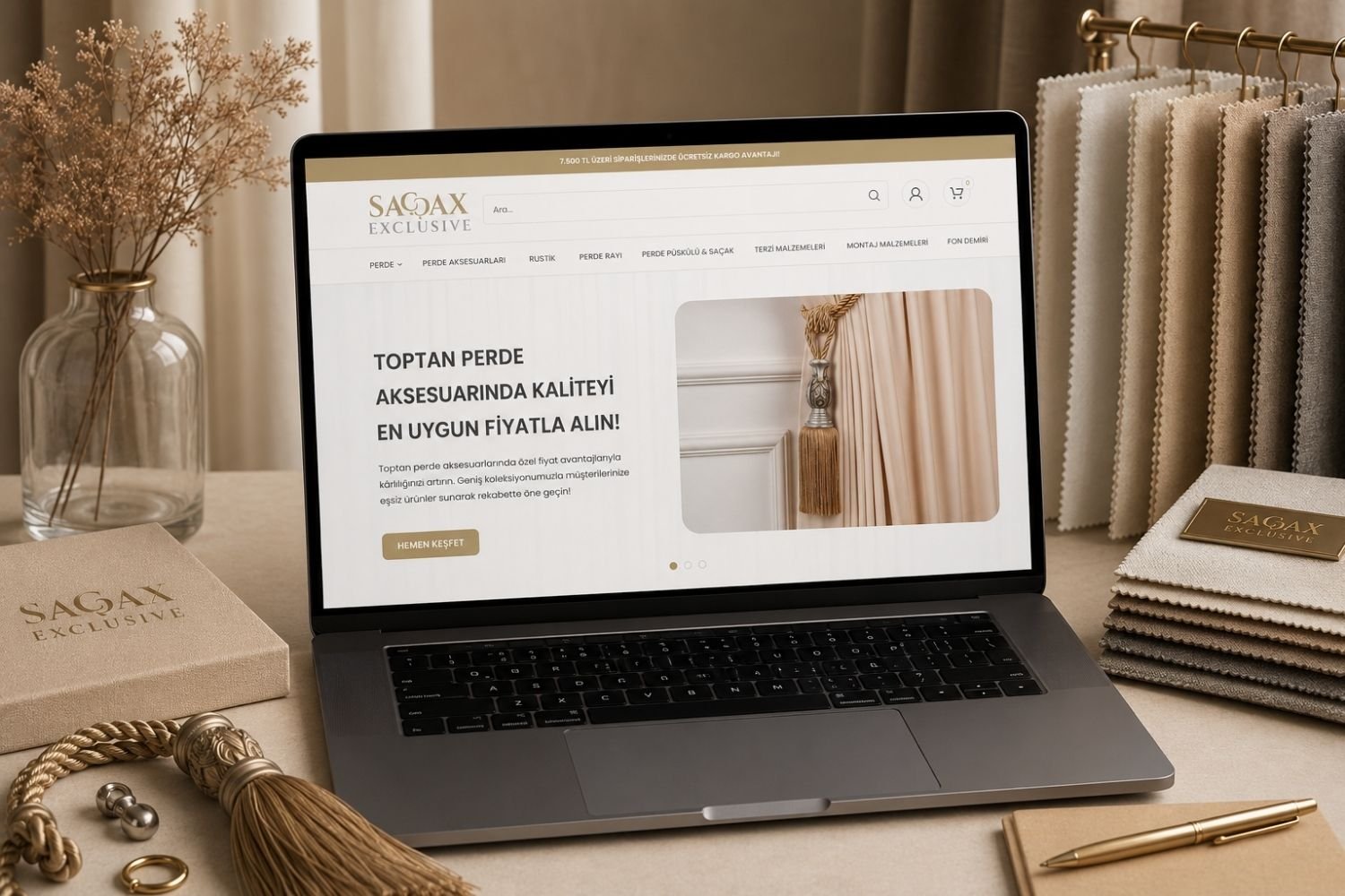 Toptan perde aksesuarı markası için hazırlanmış dijital proje çalışması