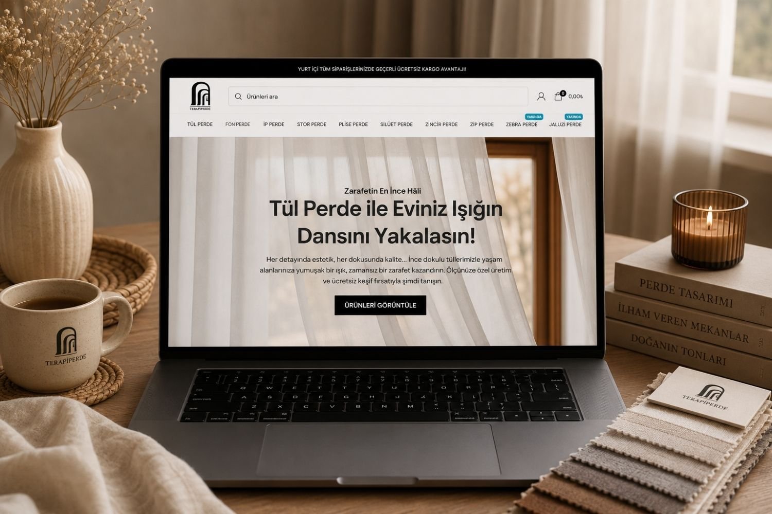 Perde markası için hazırlanmış dijital proje çalışması